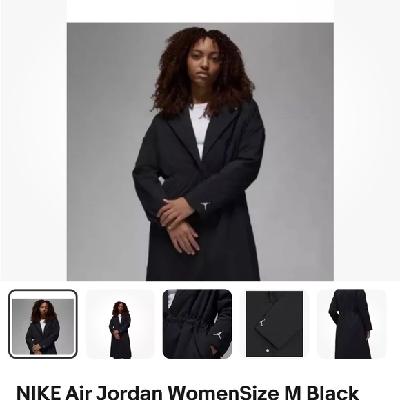 Nike Coat Air Jordan Black Size M long Jacket Trench - Picture 4 of 8